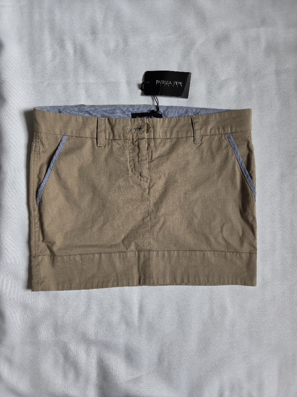 Patrizia Pepe Tan Mini Skirt with Light Gray Trim Xs